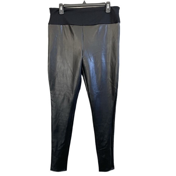 Spanx Assets All Over Faux Leather Leggings Black High Rise Pants Size 1X - Picture 2 of 6